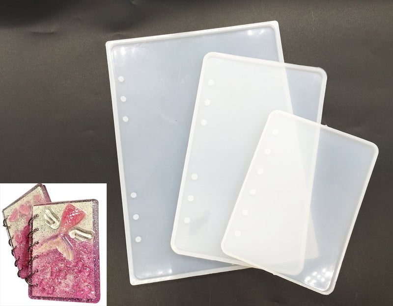 KOOTIPS 3 Pcs/Set Notebook Resin Casting Molds, A5 A6 A7 Notebook Silicone Mold with Resin Epoxy, DIY Craft Making,Semi-Transparent Mould - Image 1